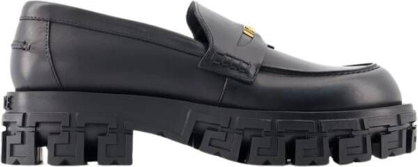 Versace Zwarte platte schoenen Mocassini Black Heren