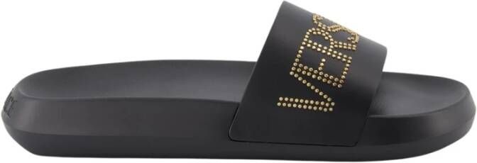 Versace Logo Slides Comfortabele Gegoten Zool Black Heren