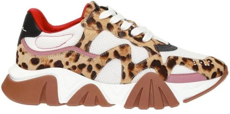 Versace Luipaardprint Leren Sneakers met Mesh