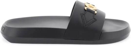 Versace Goudkleurige Medusa Open Teen Slides Zwart Heren