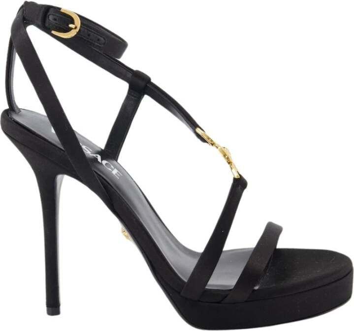 Versace Kristalversierde hoge hak sandalen Black Dames