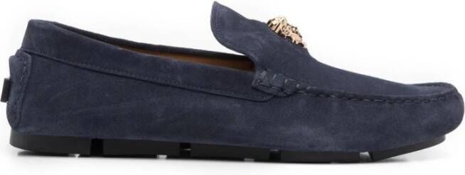 Versace Medusa Plaque Loafers Platte Schoenen Blue Heren
