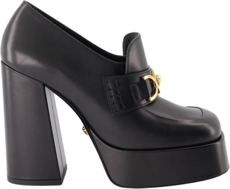 Versace Zwarte Mocassins met Hak en Plateau Black Dames