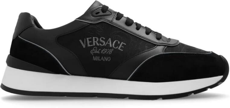 Versace Milano Sneakers met Barocco Patroon Black Heren
