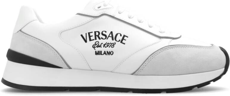 Versace Milano Runner Sneakers met Geborduurde Letters White Heren - Foto 4