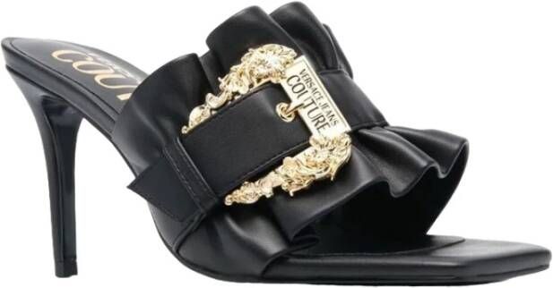 Versace Jeans Couture Stijlvolle Zwarte Hakken Mules Black Dames