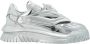 Versace Zilveren Leren Sneakers met Logo Patch Gray Heren - Thumbnail 1