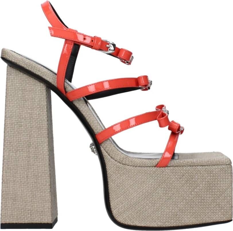 Versace Oranje Leren Plateau Sandalen