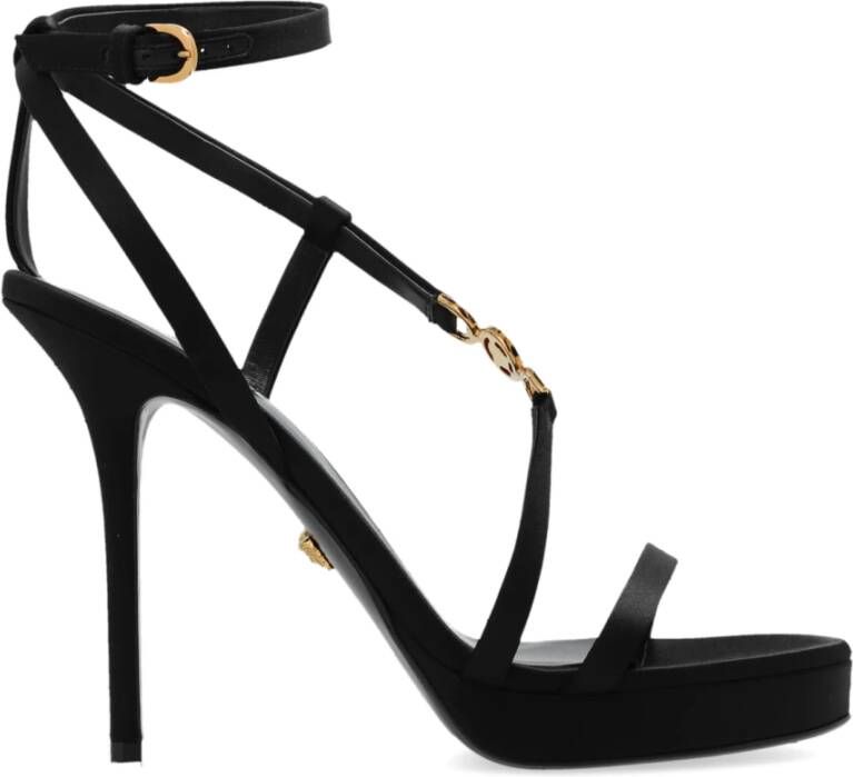 Versace Kristalversierde hoge hak sandalen Black Dames