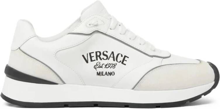 Versace Milano Runner Sneakers met Geborduurde Letters White Heren