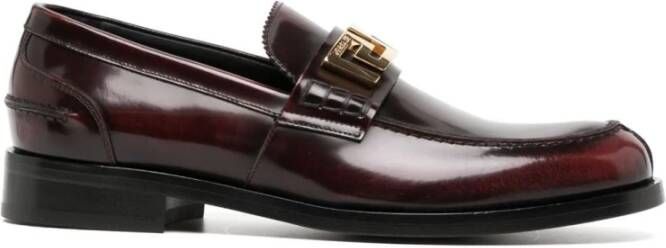 Versace Platte schoenen met Greca-details Brown Heren