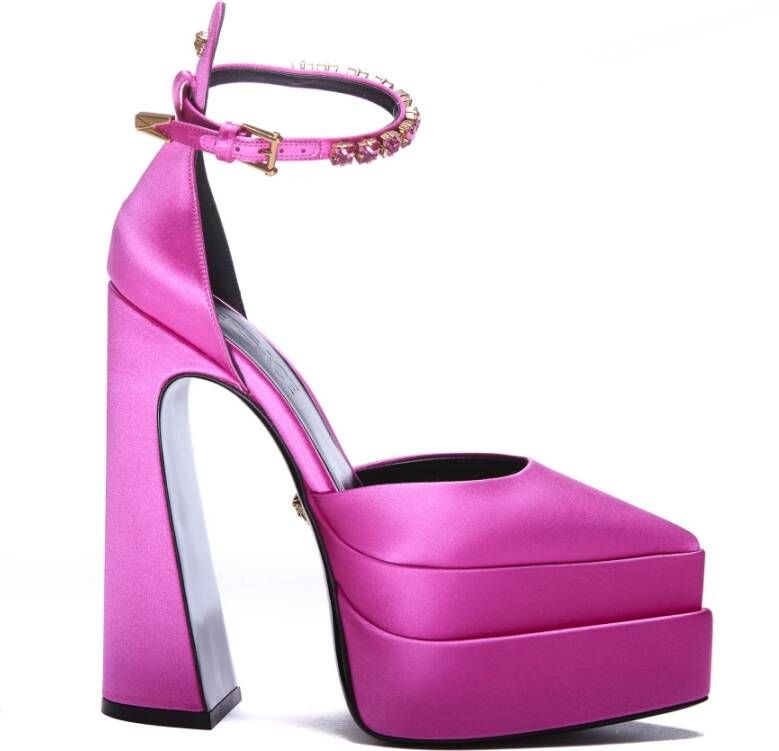 Versace Fuchsia Hak Platform Sandalen met Medusa Charme Pink Dames