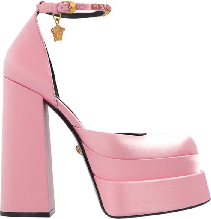 Versace Roze satijnen Medusa Aevitas pumps Pink Dames