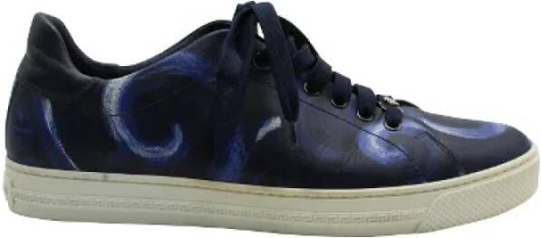 Versace Pre-owned Leather sneakers Blue Heren