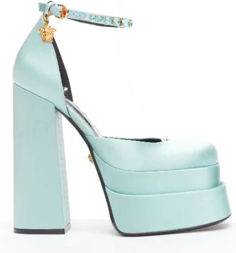 Versace Pre-owned Satin heels Blue Dames