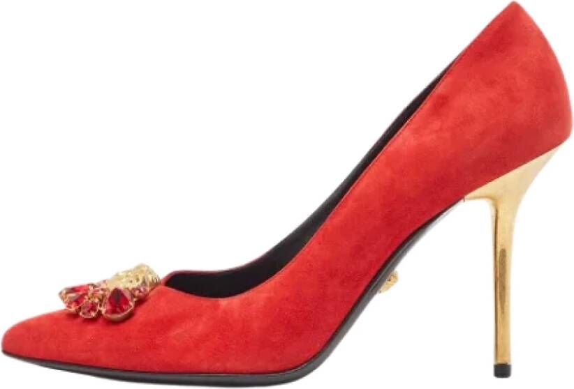 Versace Pre-owned Suede heels Red Dames