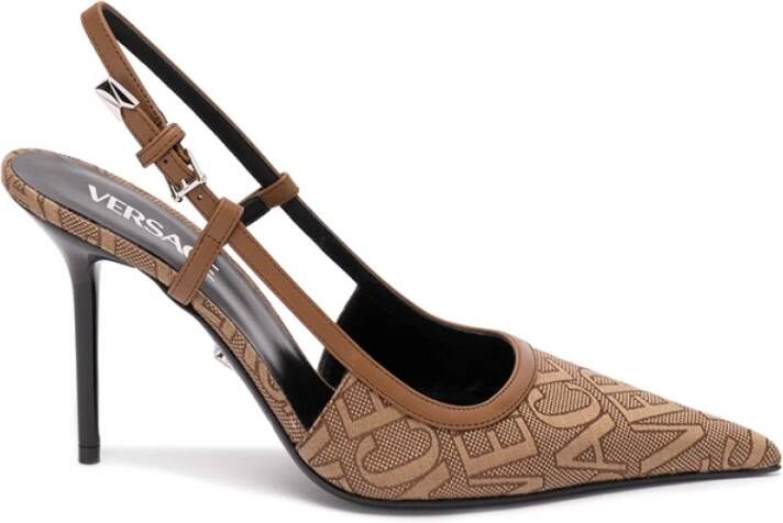 Versace Beige Platte Schoenen met Allover Slingback Ontwerp Beige Dames