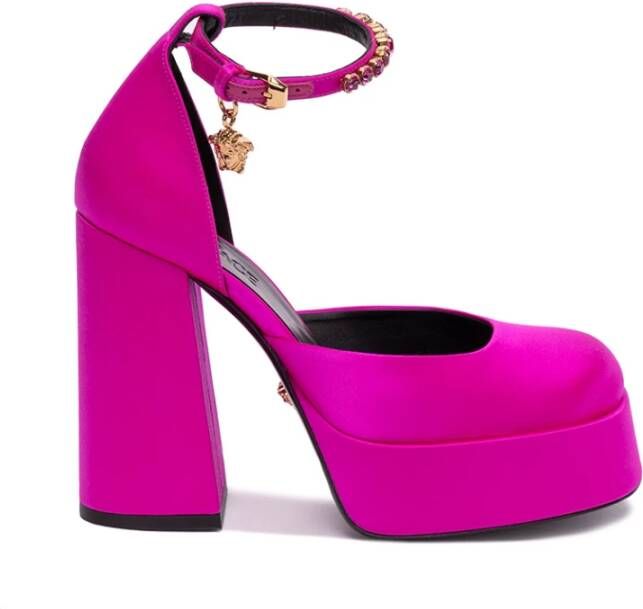 Versace Fuchsia Hak Platform Sandalen met Medusa Charme Pink Dames