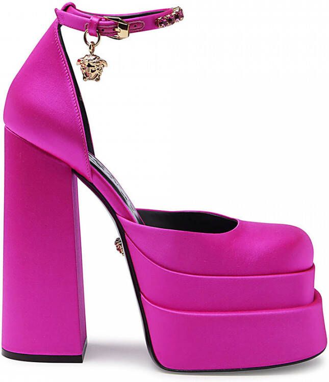 Versace Fuchsia Hak Platform Sandalen met Medusa Charme Pink Dames