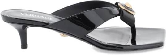 Versace Ribbon Thong Mules Patentleer Satijn Black Dames - Foto 4