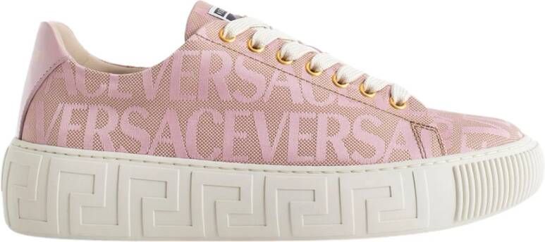 Versace Roze Allover Greca Sneakers Pink Dames