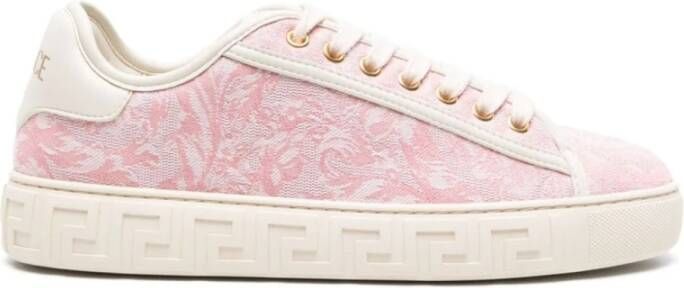 Versace Roze Jacquard Sneakers Pink Dames