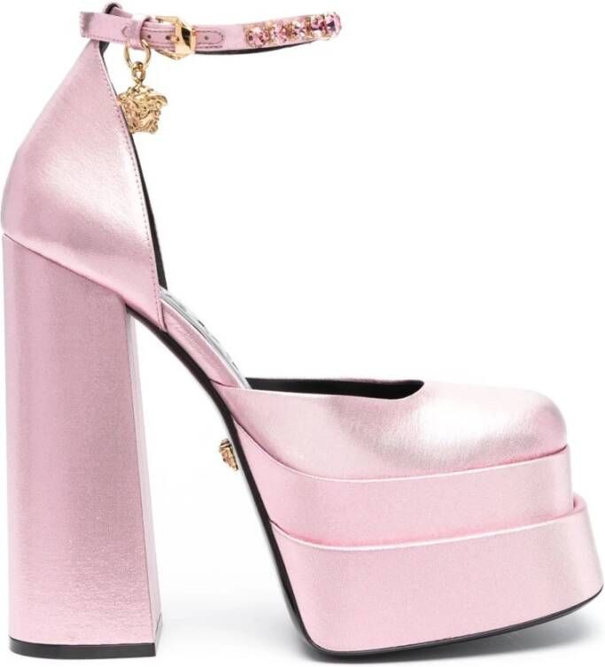 Versace Lichtroze satijnen medusa aevitas pumps Pink Dames