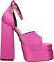 Versace Roze Satijnen Strass Sandalen - Thumbnail 1