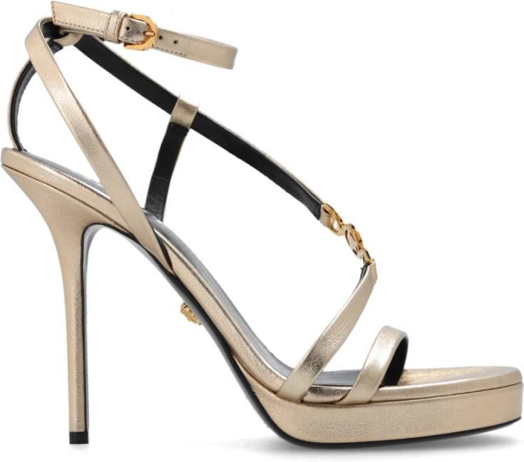 Versace Sandalen met hakken van leer Yellow Dames