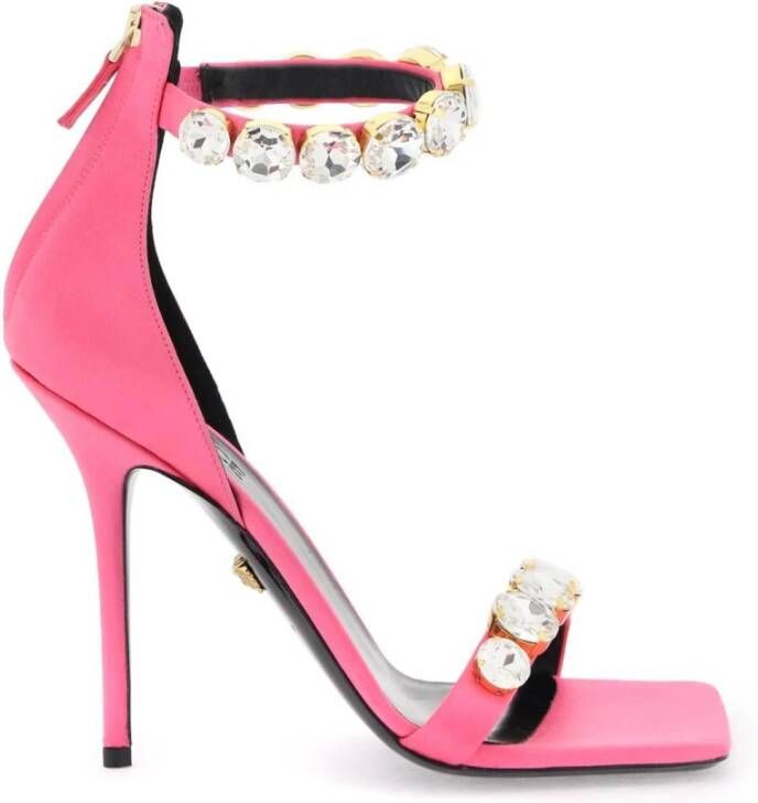 Versace Satin Kristal Sandalen Pink Dames