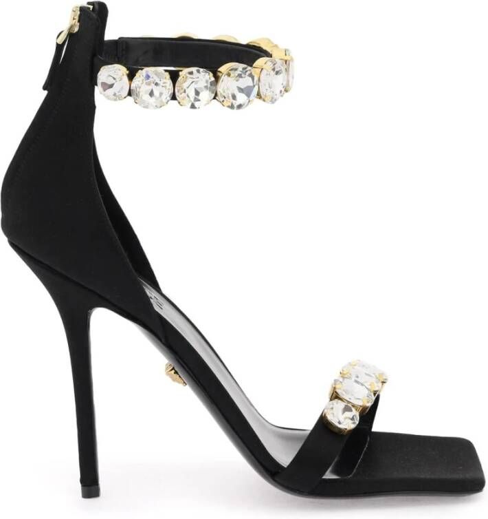 Versace Satin Sandalen met Kristallen Black Dames - Foto 2