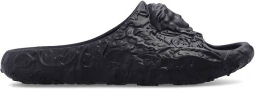 Versace Geëmbosseerde Medusa Dimension Slides Black Heren