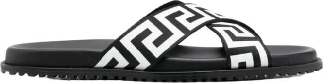 Versace Griekse Print Slide Sandalen Black Heren