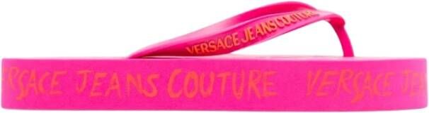 Versace Jeans Couture Roze Slippers met Iconisch Logo Pink Dames