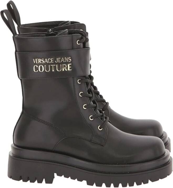 Versace Jeans Couture boots with recognizable logo plaque in an elegant golden tone Zwart Dames - Foto 4