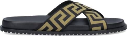 Versace Slippers met Grieks patroon Black Heren