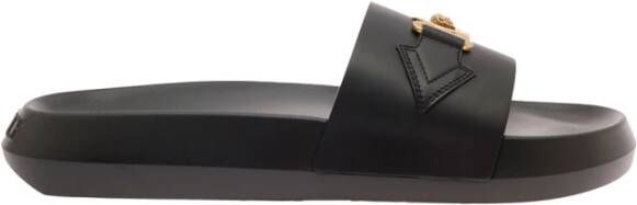 Versace Goudkleurige Medusa Open Teen Slides Black Heren