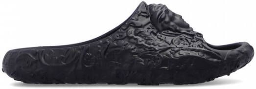 Versace Geëmbosseerde Medusa Dimension Slides Black Heren