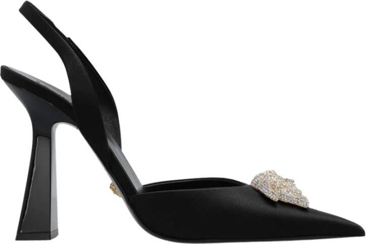 Versace Elegante Satijnen Décolleté met Juweel Detail Black Dames