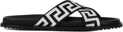 Versace Griekse Print Slide Sandalen Black Heren