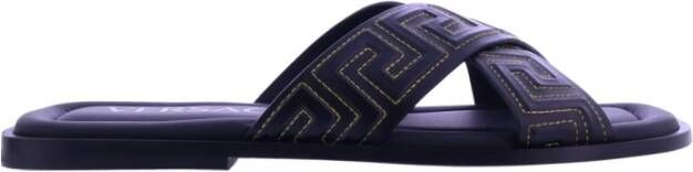 Versace Zwarte Sandaal Regular Fit Geschikt voor Warm Klimaat 100% Leer Black Heren