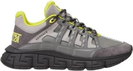 Versace Veelkleurige stof en lederen trigreca sneakers Grijs Heren