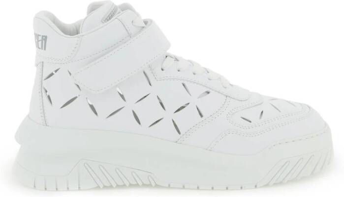 Versace Leren Sneakers met Lasersnijwerk White Heren