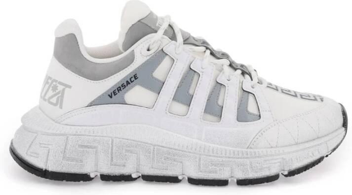Versace Trigreca Sneakers met Grafisch Patroon en Leren Details White Dames