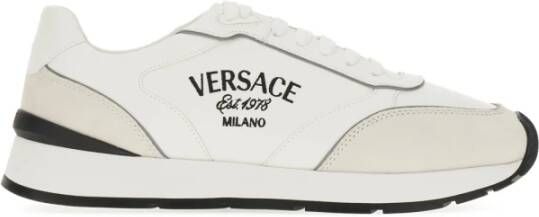 Versace Platte schoenen met geborduurd logo White Heren