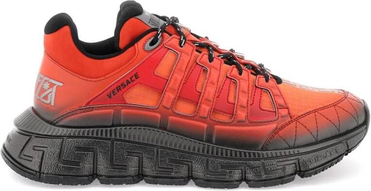 Versace Rode lage sneakers met Trigreca-print Red Heren
