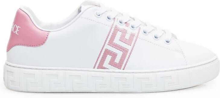 Versace Witte Sneakers met Vetersluiting en Grieks Patroon White Dames - Foto 4