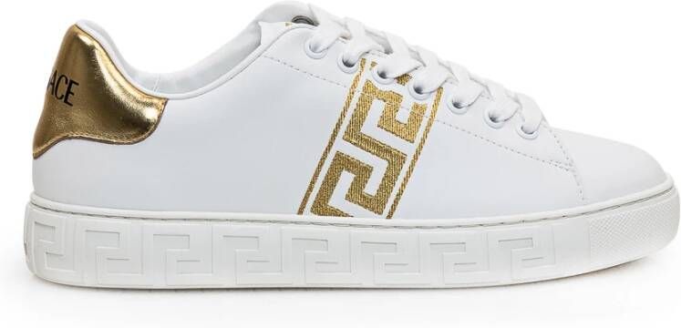 Versace Witte Sneakers met Vetersluiting en Grieks Patroon White Dames - Foto 2