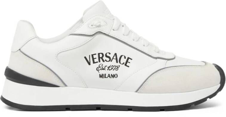 Versace Platte schoenen met geborduurd logo White Heren