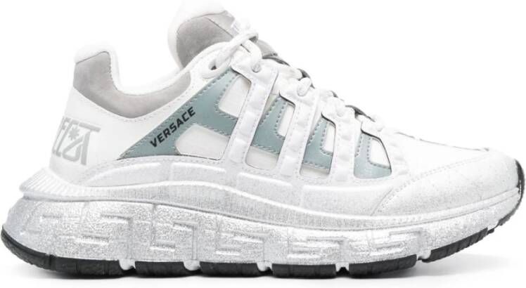 Versace Trigreca Sneakers met Grafisch Patroon en Leren Details White Dames